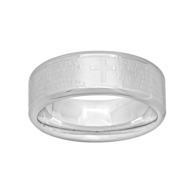 アンブランデッド メンズ アクセサリー リング Tシャツ Unbranded Stainlessteel The Lords Prayer Band Men Grey グレー