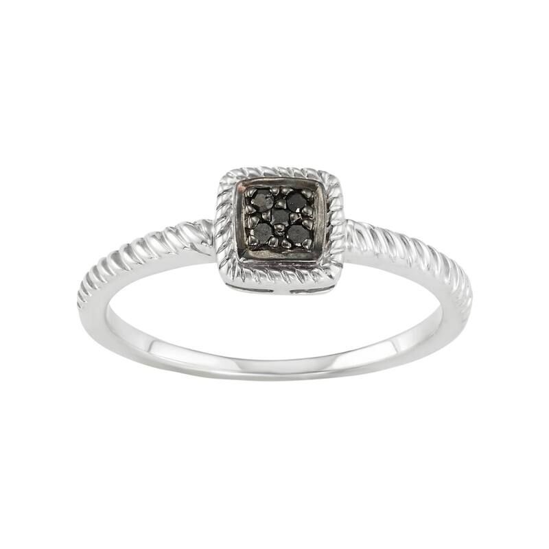 アンブランデッド レディース アクセサリー リング Unbranded Sterling Silver Black Diamond Accentwist Halo Ring Black ブラック