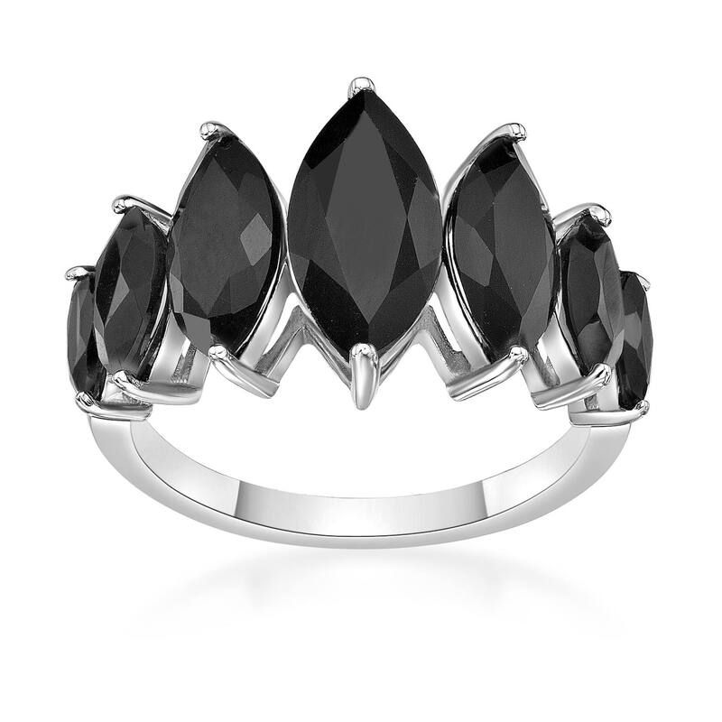 Gemminded レディース アクセサリー リング Gemminded Sterling Silver Onyx 7Stone Ring Sterling ストーン