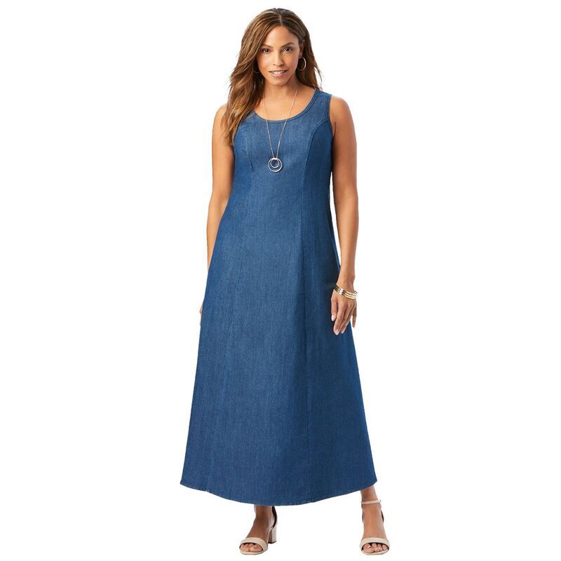 ジェシカロンドン レディース トップス ワンピース プラスサイズ プチ デニム マキシ Jessica London Womens Plusize Petite Denimaxi Dress Medium Stonewash デニム