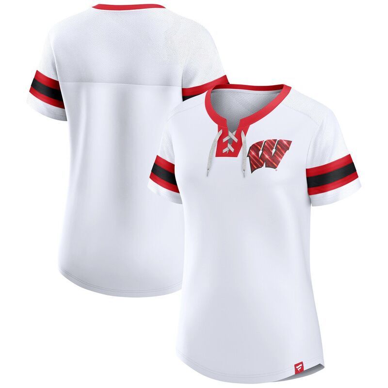 ファナティクス レディース トップス Tシャツ Womens Fanatics White Wisconsin Badgers Iconic Athena TShirt Wis White ホワイト