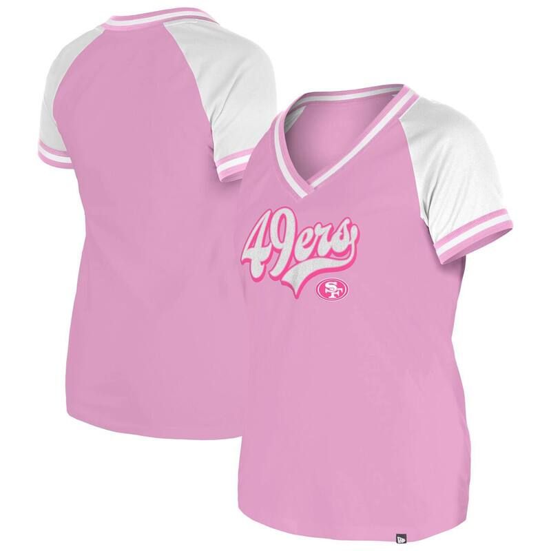 ニューエラ レディース トップス Tシャツ Vネック Womens New Era Pink San Francisco 49ers Color Multiplier VNeck TShirt 49r Pink ピンク