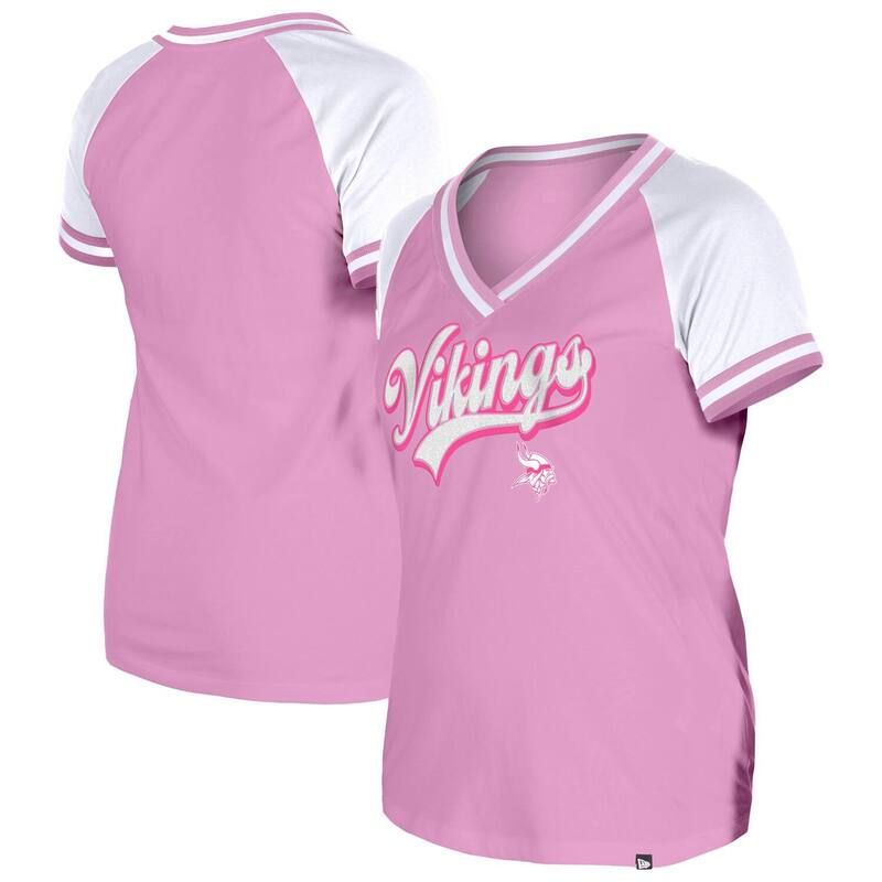 ニューエラ レディース トップス Tシャツ Vネック Womens New Era Pink Minnesota Vikings Color Multiplier VNeck TShirt Mvk Pink ピンク