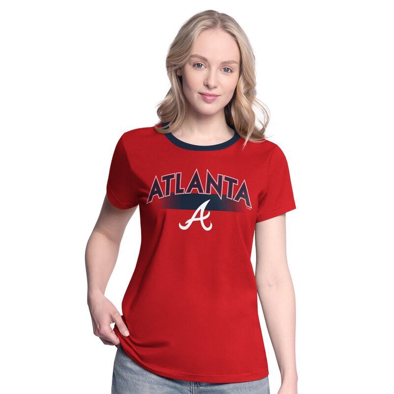 ジースリー フォーハー バイ カール バンクス レディース トップス Tシャツ WomensGIII 4Her by Carl Banks Red Atlanta Braves Pitch TShirt Brv Red レッド