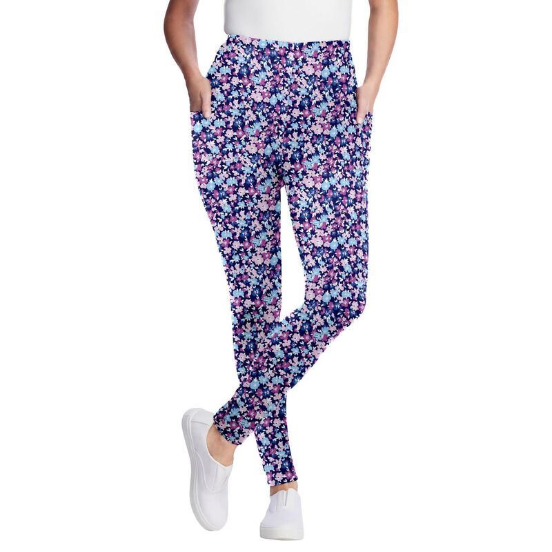 ウーマン ウィズイン レディース ボトムス カジュアルパンツ プラスサイズ プリント Woman Within Womens Plusize Printed Pocket Legging Navy Happy Ditsy ネイビー
