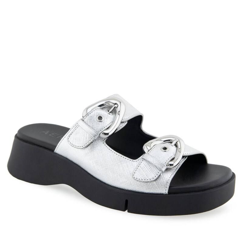 エアロソールズ レディース シューズ サンダル ヒール Aerosoles Faith Womens Block Heeled Slide Sandalsilver Metallic シルバー