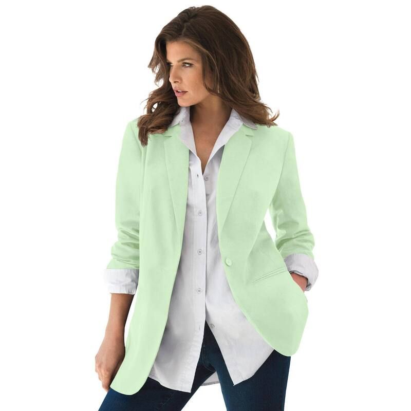 ロアマンズ レディース アウター ジャケット・ブルゾン プラスサイズ ブレザー Roamans Womens Plusize Boyfriend Blazer Green Mint グリーン