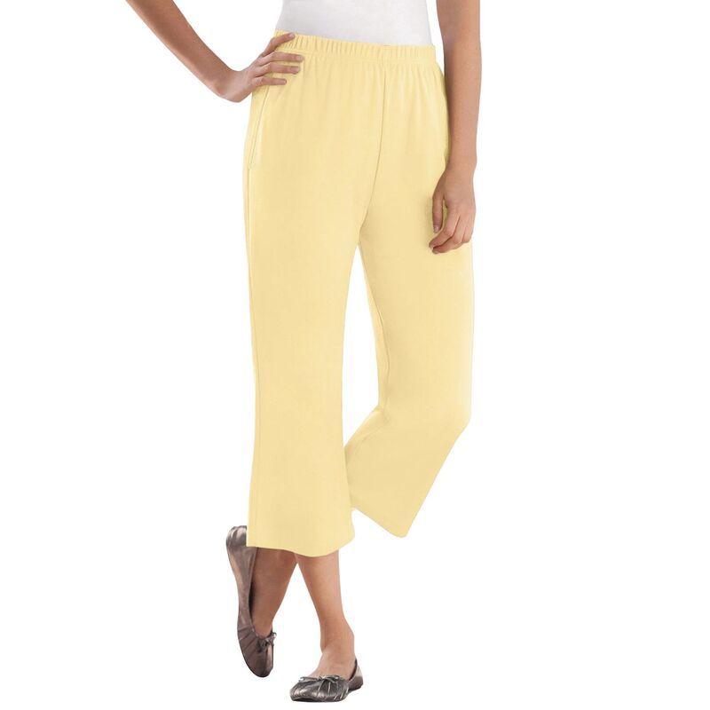 ウーマン ウィズイン レディース ボトムス カジュアルパンツ プラスサイズ キャップ ニット Woman Within Womens Plusize 7Day Knit Capri Banana