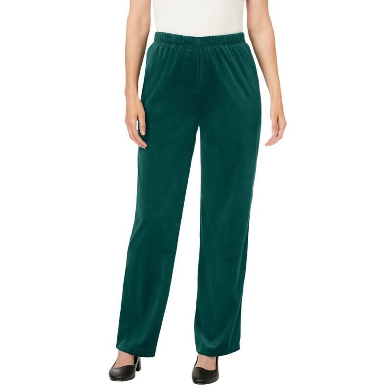 ウーマン ウィズイン レディース ボトムス カジュアルパンツ プラスサイズ Woman Within Womens Plusize Wideleg Velour Pant Emerald Green グリーン