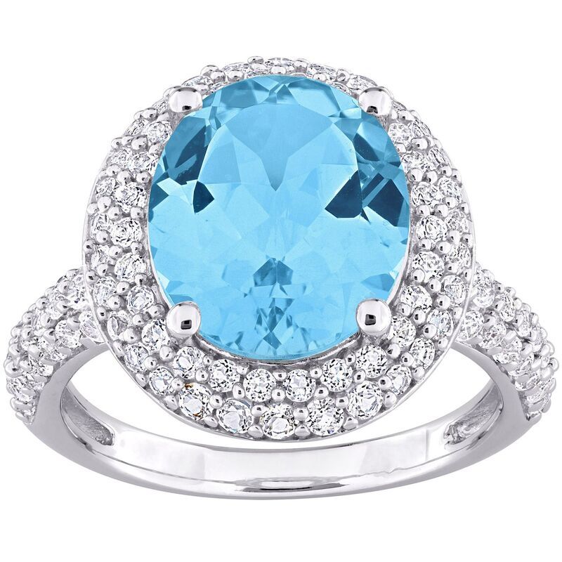 ステラ グレース レディース アクセサリー リング Stella Grace Sterling Silver Sky Blue Topaz White Topaz Double Halo Ring Sterling ホワイト