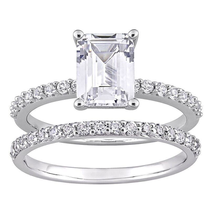 ステラ グレース レディース アクセサリー リング Stella Grace 10k White Gold EmeraldCut LabCreated White Sapphire Bridal Ring Set 10k White Gold ホワイト