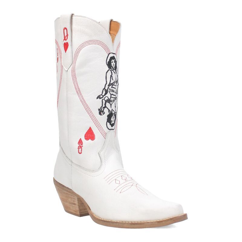 ディンゴ レディース シューズ ブーツ・レインブーツ レザー Womens Dingo Queen A Hearts Leather Western Boots White ホワイト