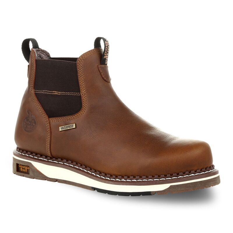 ジョージアブーツ メンズ シューズ ブーツ・レインブーツ チェルシー Georgia Boots Wedge Mens Waterproof Chelsea Work Boots Brown ブラウン