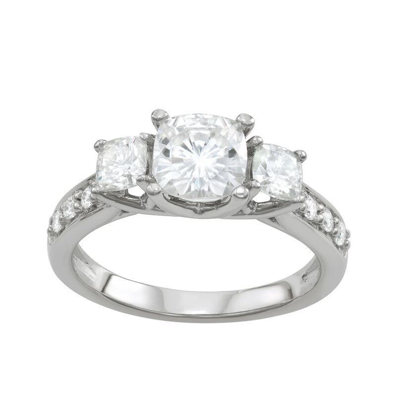 チャールズ アンド コルバード レディース アクセサリー リング Charles Colvard 14k White Gold 2 18 CaratW LabCreated Moissanite 3Stone Ring 14k Whgold ホワイト