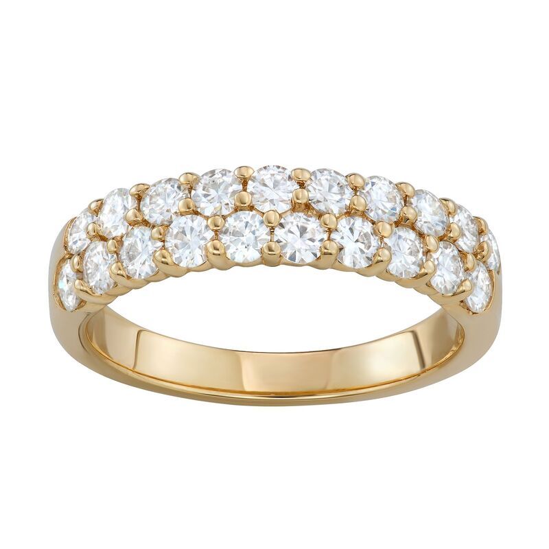 チャールズ アンド コルバード レディース アクセサリー リング Charles Colvard 14k White Gold 1 CaratW LabCreated Moissanite TwoRowedding Band Yellow イエロー