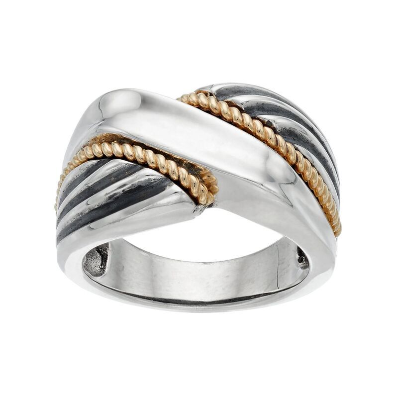 アンブランデッド レディース アクセサリー リング Unbranded Two Tone Sterling Silver Twist Ring Two Tone シルバー