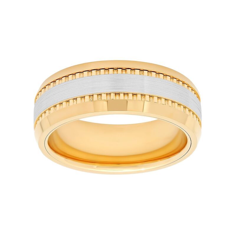 アンブランデッド メンズ アクセサリー リング Unbranded Mens Two Tone Cobalt Grooved Wedding Band Yellow イエロー
