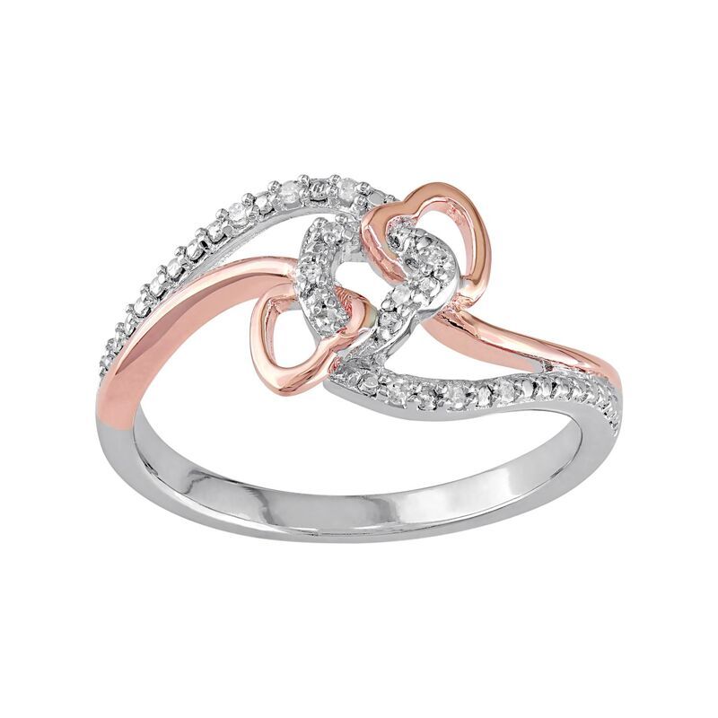 ステラ グレース レディース アクセサリー リング Stella Grace Diamond Accentwo Tone Sterling Silver Interlock Heart Ring White ホワイト