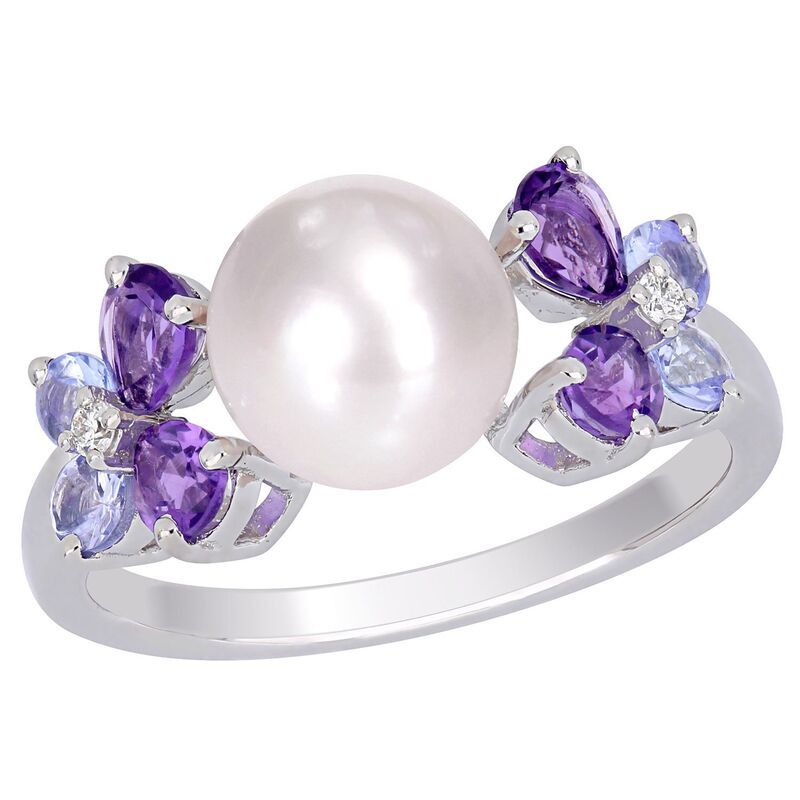 ステラ グレース レディース アクセサリー リング Stella Grace Sterling Silver Freshwater Cultured Pearl Gemstone Diamond Accent Ring Purple パープル
