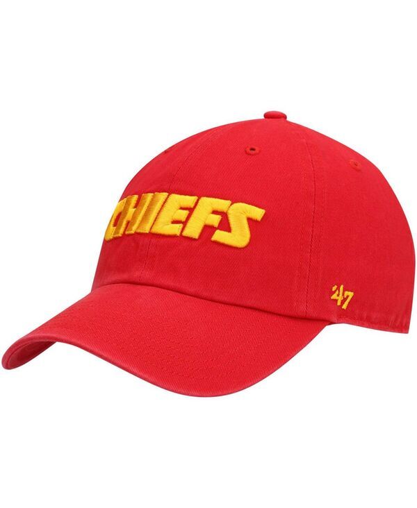 47 ブランド メンズ アクセサリー 帽子 47 Brand Mens Red Kansas City Chiefs Clean Up Script Adjustable Hat Red レッド