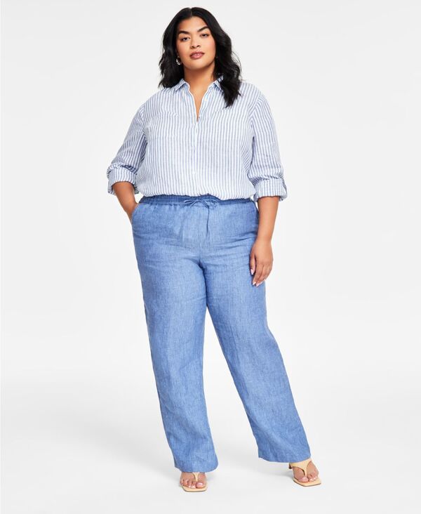 チャータークラブ レディース ボトムス カジュアルパンツ リネン Charter Club Womens 100 Linen Drawstring Pants Blue Ocean ブルー 20,790円