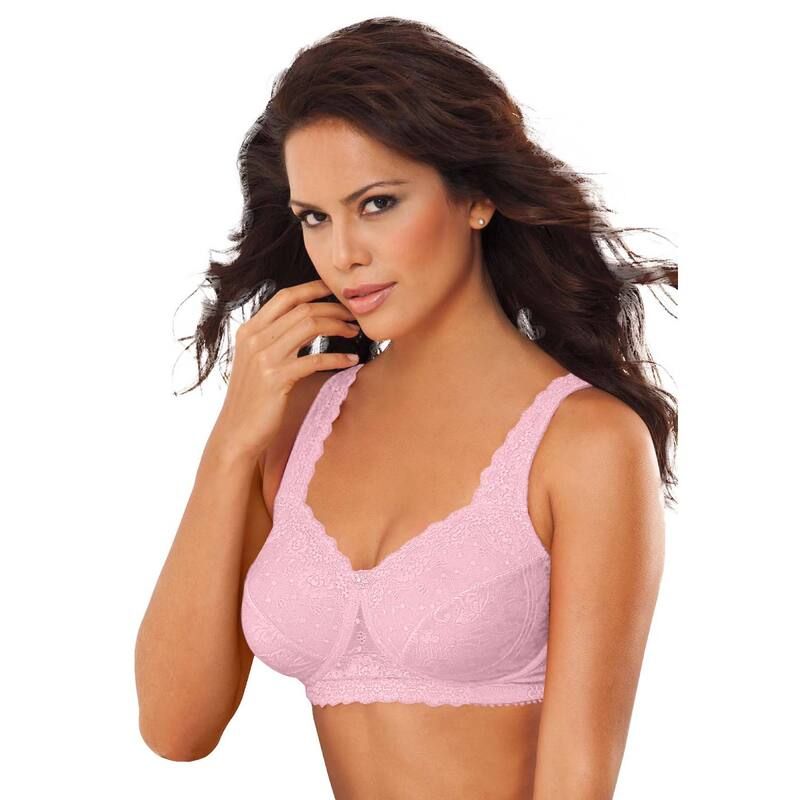 コンフォート チョイス レディース アンダーウェア ブラジャー プラスサイズ レース Comfort Choice Womens Plusize Side Wire Lace Bra Rose Quartz
