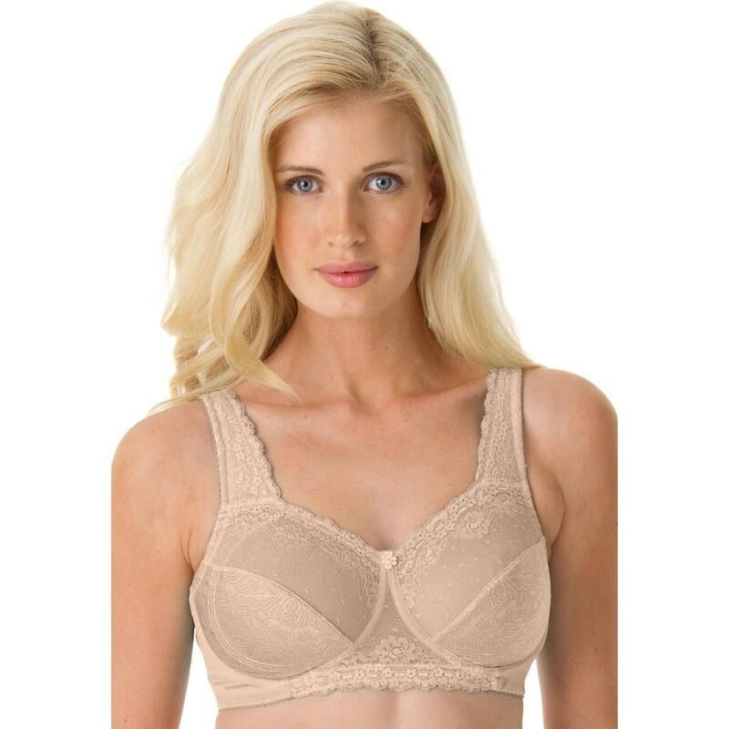 コンフォート チョイス レディース アンダーウェア ブラジャー プラスサイズ レース Comfort Choice Womens Plusize Side Wire Lace Bra Beige ベージュ