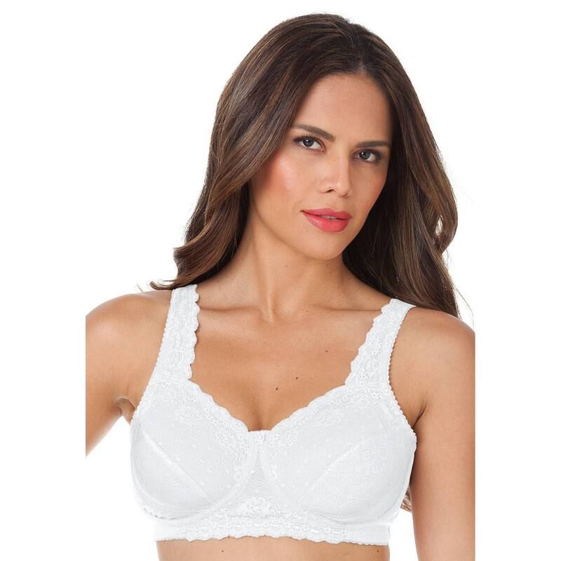 コンフォート チョイス レディース アンダーウェア ブラジャー プラスサイズ レース Comfort Choice Womens Plusize Side Wire Lace Bra White ホワイト