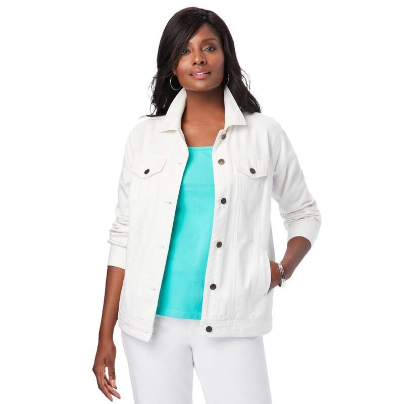 ジェシカロンドン レディース アウター ジャケット・ブルゾン プラスサイズ コットン デニム Jessica London Womens Plusize Classicotton Denim Jacket White ホワイト