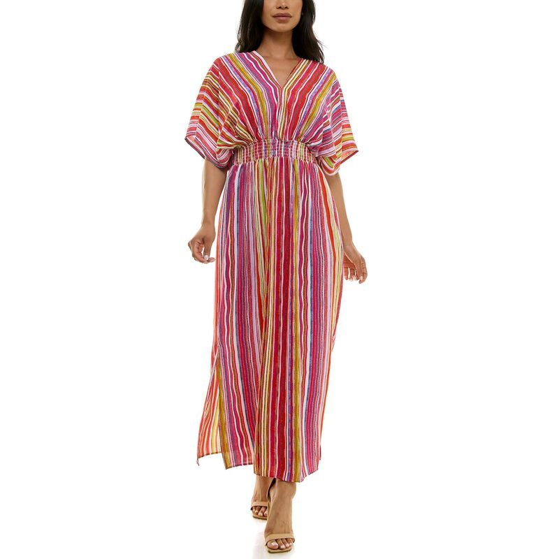 ニナレオナルド レディース トップス ワンピース ドレープ マキシ Womens Nina Leonard Goddesss Drape Maxi Dress Dragon Fruit Multi マルチカラー