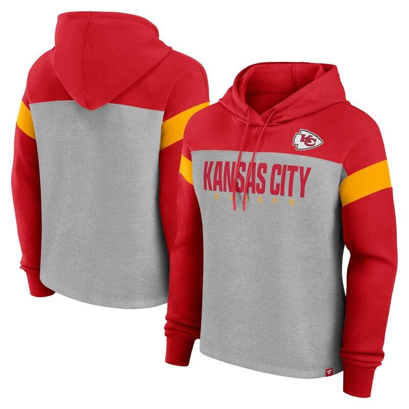 【送料無料】 ファナティクス レディース Tシャツ トップス Womens Fanatics Heather GrayRed Kansas City Chiefs Bold Play Call Pullover Hoodie Chf Grey