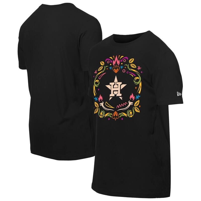 ニューエラ メンズ トップス Tシャツ Mens New Era Black Houston Astros D _a de los Muertos Washed Oversized TShirt Ast Black ブラック