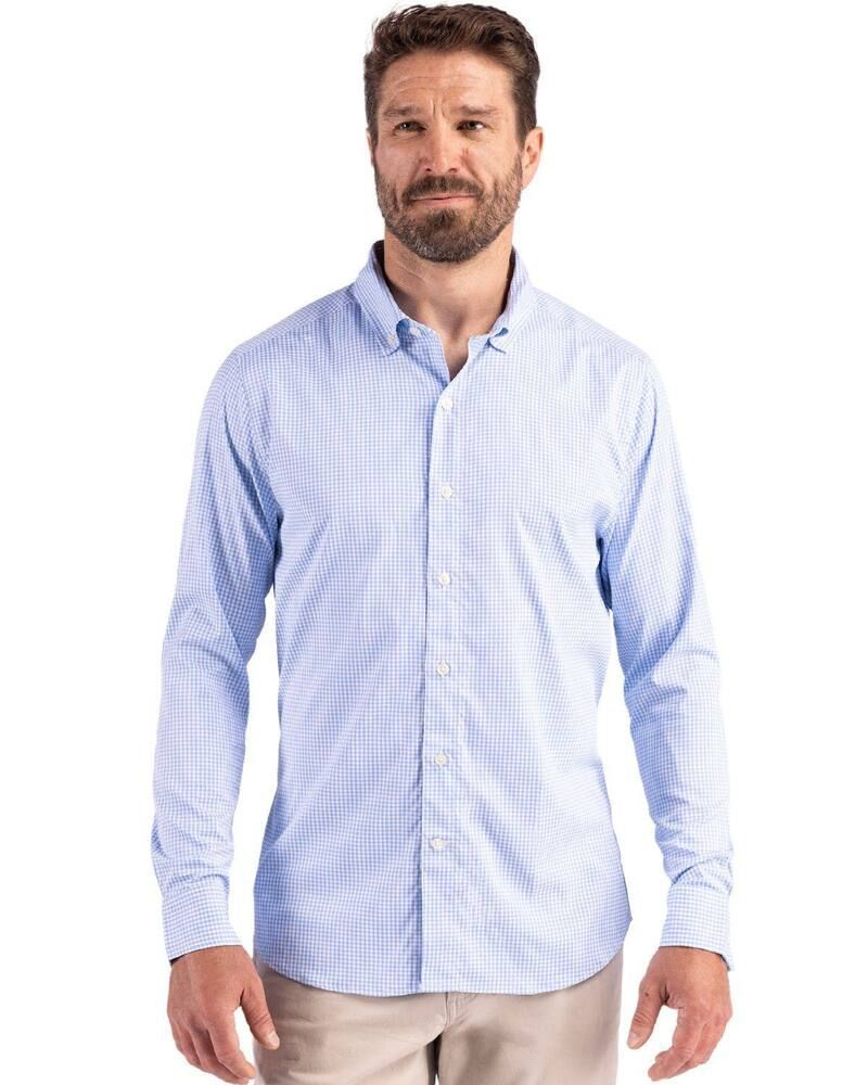 カッターアンドバック メンズ トップス Tシャツ ギンガムチェック トール ギンガム Cutter Buck Skylinepiconfidence Recycled Ginghamens Big Tallong Sleeve Dresshirt Atlas
