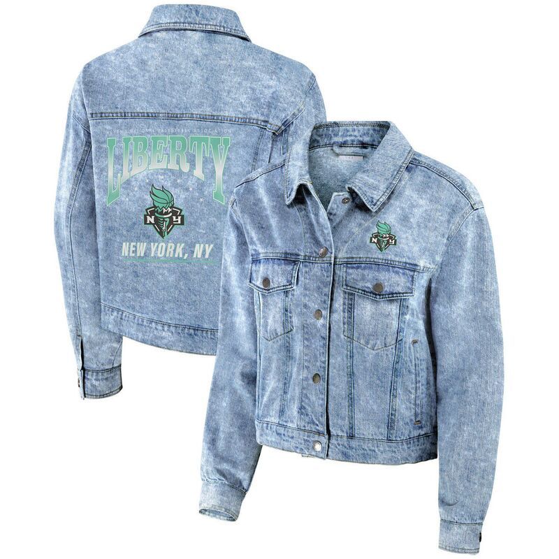 ウェア バイ エリン アンドルーズ レディース アウター ジャケット・ブルゾン デニム Womens WEAR by Erin Andrews Blue New York Liberty FullSnap Denim Jacket Wnblue ブルー