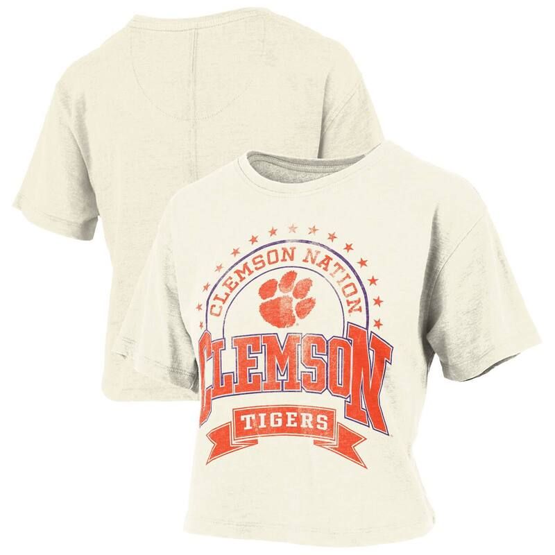 プレスボックス レディース トップス Tシャツ ヴィンテージ Womens Pressbox Natural Clemson Tigers Vintage Wash WaistLength TShirt Clm Beige ベージュ