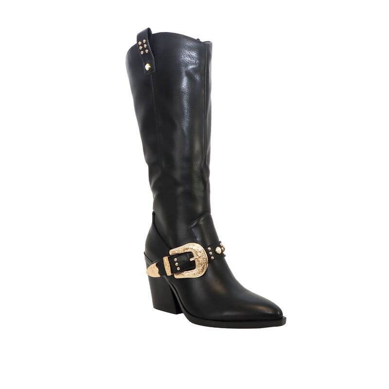 ヨキ レディース シューズ ブーツ・レインブーツ トール ヒール Yoki Muriel71 Womens Tall Western Buckle Heel Boots Black ブラック