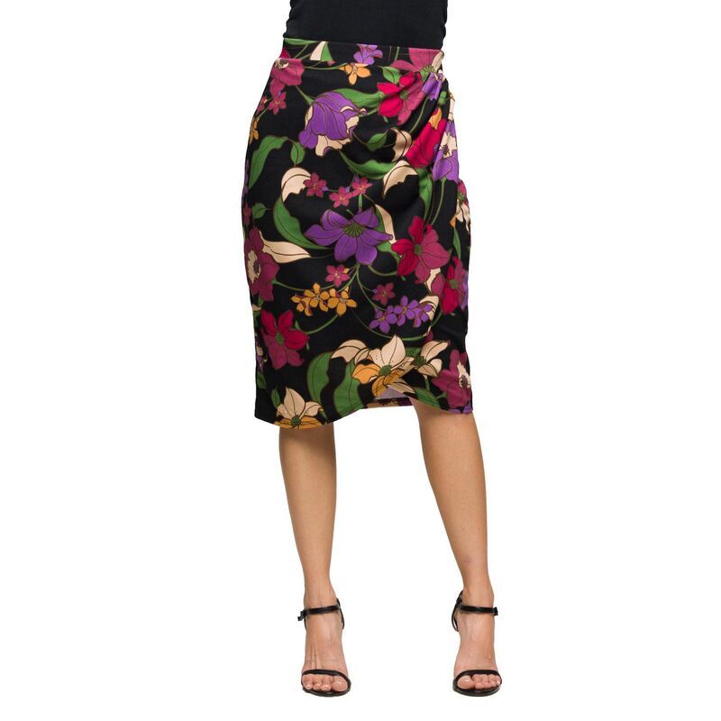 24 セブンコンフォート レディース ボトムスカート フラワー柄 プリント ミディ フラワー Womens 24Seven Comfort Apparel Floral Print Midi Pencil Skirt Black Multi ブラック