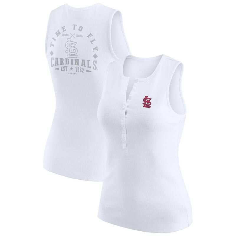 ウェア バイ エリン アンドルーズ レディース トップス Tシャツ ニット Womens WEAR by Erin Andrews White St Louis Cardinals RibKnit Henley Tank Top Crd White ホワイト