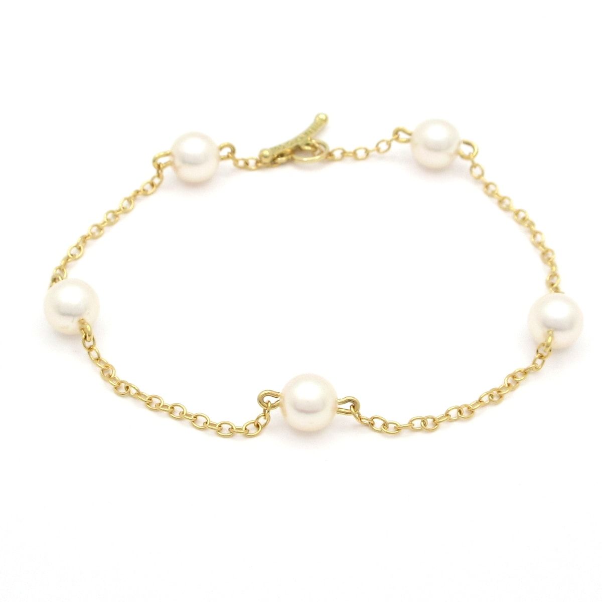 TIFFANY&Co.(ティファニー) ブレスレット美品 バイザヤード ステーション パール ブレスレット K18YG×パール