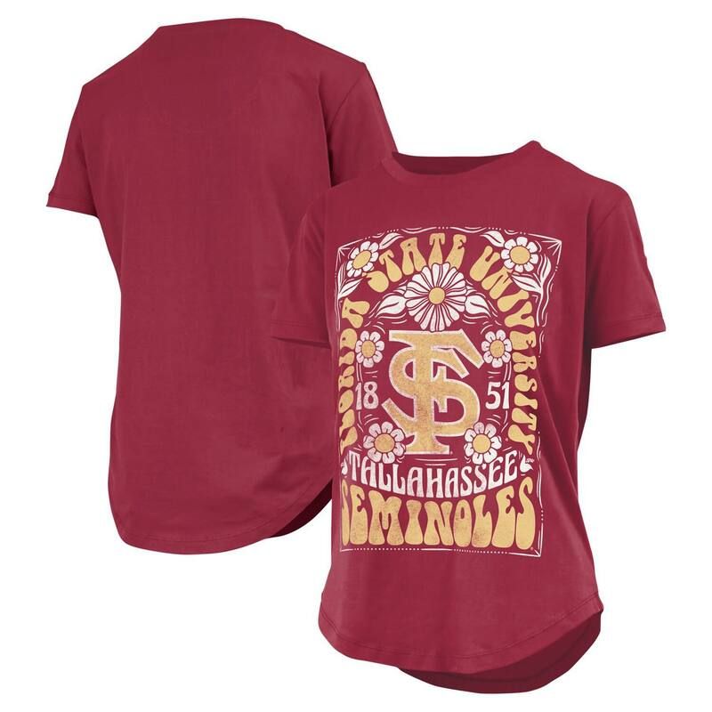 プレスボックス レディース トップス Tシャツ フラワー柄 フラワー Womens Pressbox Garnet Florida State Seminoles Irvine Floral Team Color TShirt Fsu Red レッド