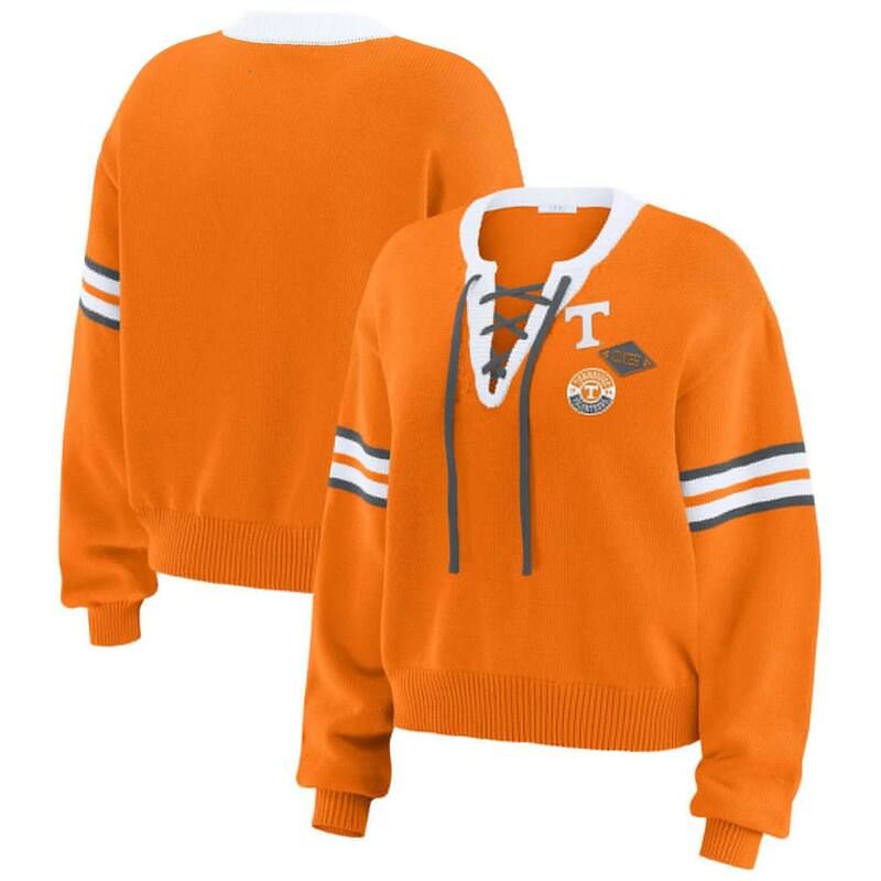 ウェア バイ エリン アンドルーズ レディース アウター ニット・セーター Tシャツ レース Womens WEAR by Erin Andrews Tennessee Orange Tennessee Volunteers LaceUpullover Swe