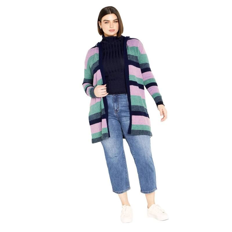 アベニュー レディース アウター ニット・セーター プラスサイズ カーディガン Avenue Womens Plusize Romy Cardigan Jade Combo
