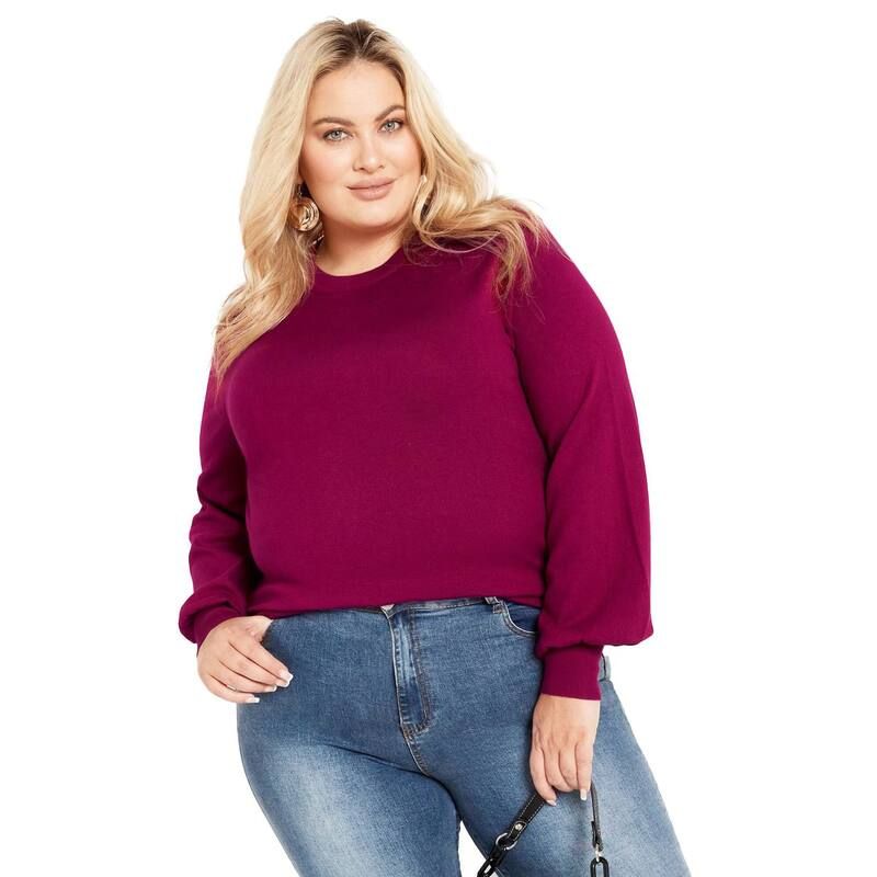 アベニュー レディース アウター ニット・セーター プラスサイズ Avenue Womens Plusize Peyton Sweater Magenta マゼンタ