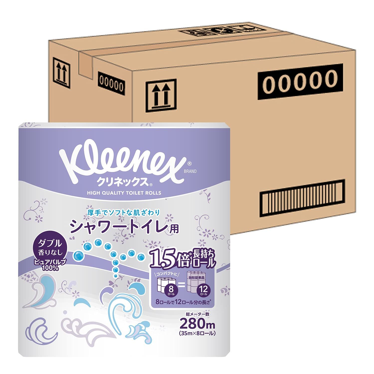 新品 トイレット ダブル 37.5m 64ロール シャワートイレ用 クリネックス プリント (ケース品)
