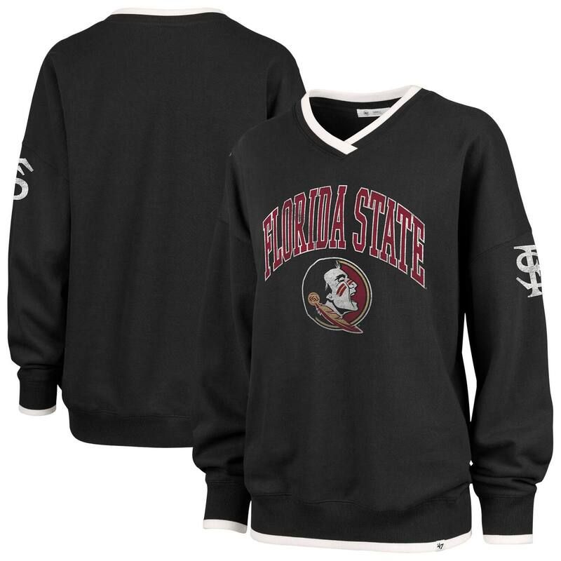 フォーティセブンブランド レディース トップス Tシャツ Vネック スウェット 47 Brand Womens 47 Black Florida State Seminoles Clubhouse Dazeighty VNeck Pullover Sweats