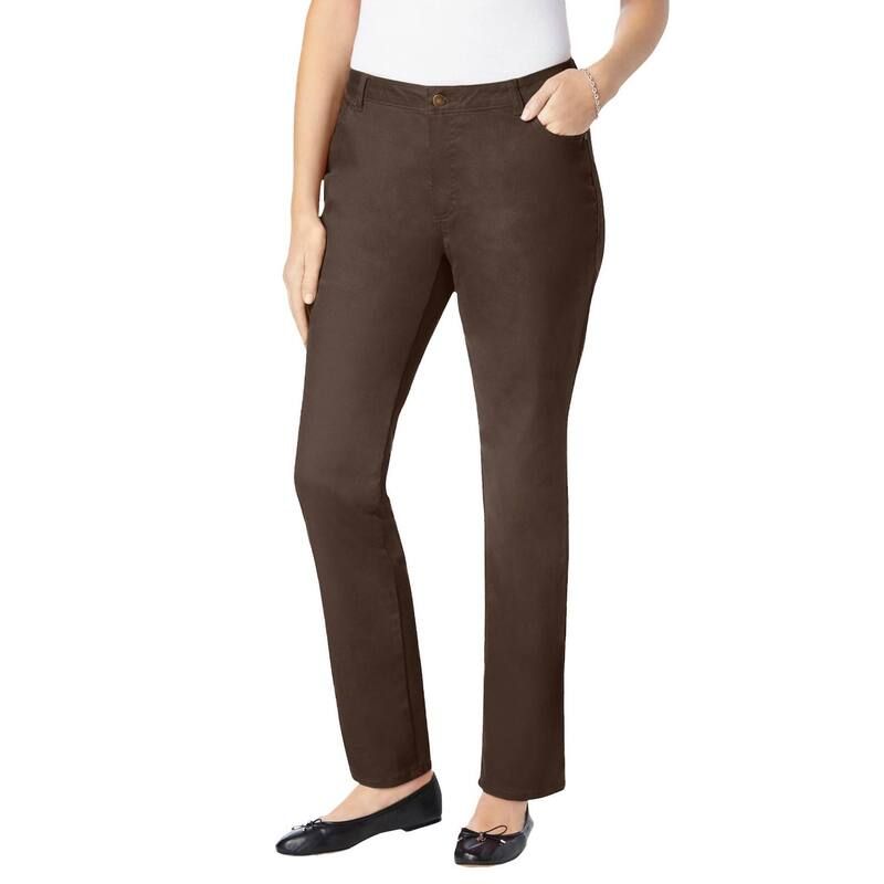 ウーマン ウィズイン レディース ボトムス デニムパンツ プラスサイズ Woman Within Womens Plusize Comfort Curve StraightLeg Denim Jean Chocolate チョコレート