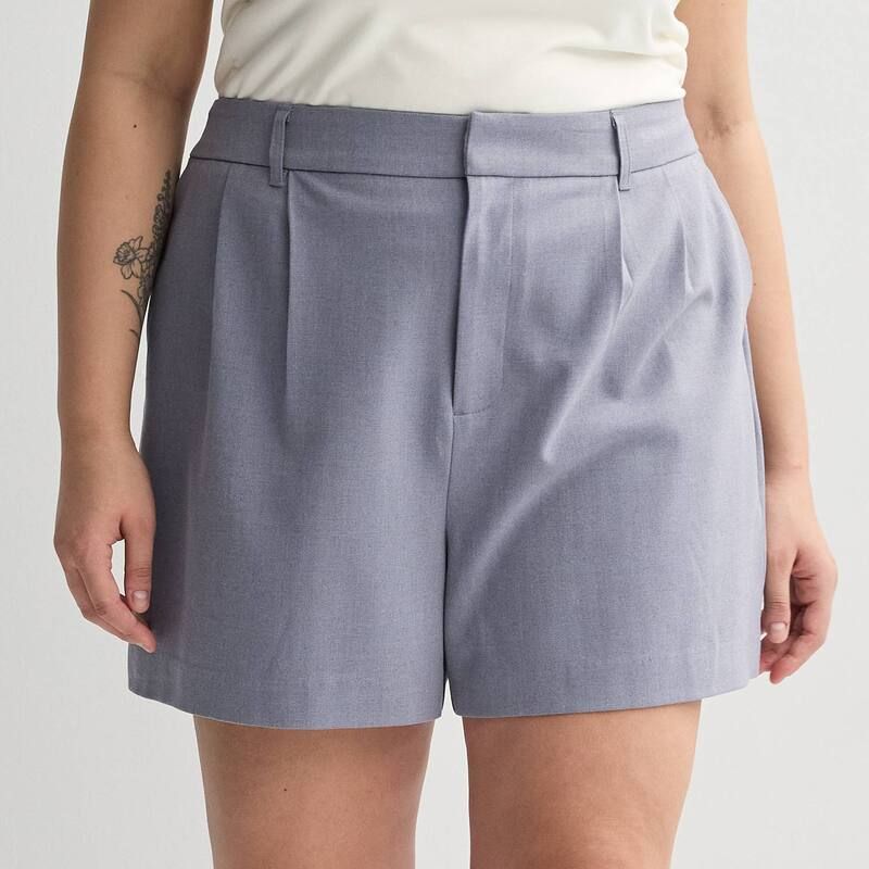エスオー レディース ボトムス ハーフパンツ・ショーツ プラスサイズ プリーツ ショートパンツ Juniors Plusize SO High Rise Pleated Trouser Shorts Blue ブルー