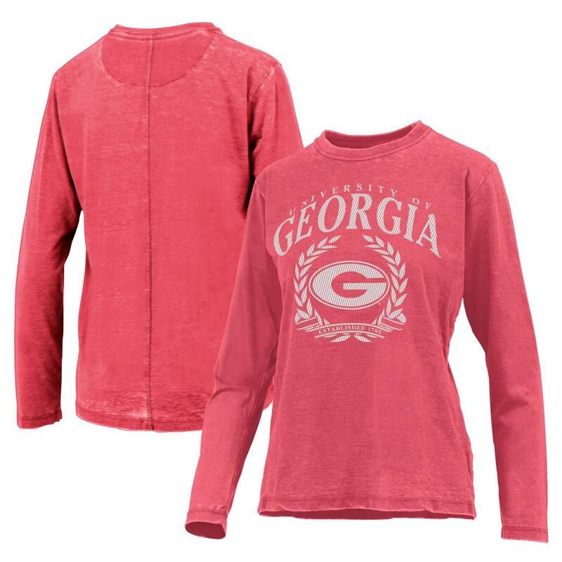 プレスボックス レディース トップス Tシャツ Womens Pressbox Red Georgia Bulldogs Chandler Olive Leaf Arch Long Sleeve TShirt Uga Red レッド