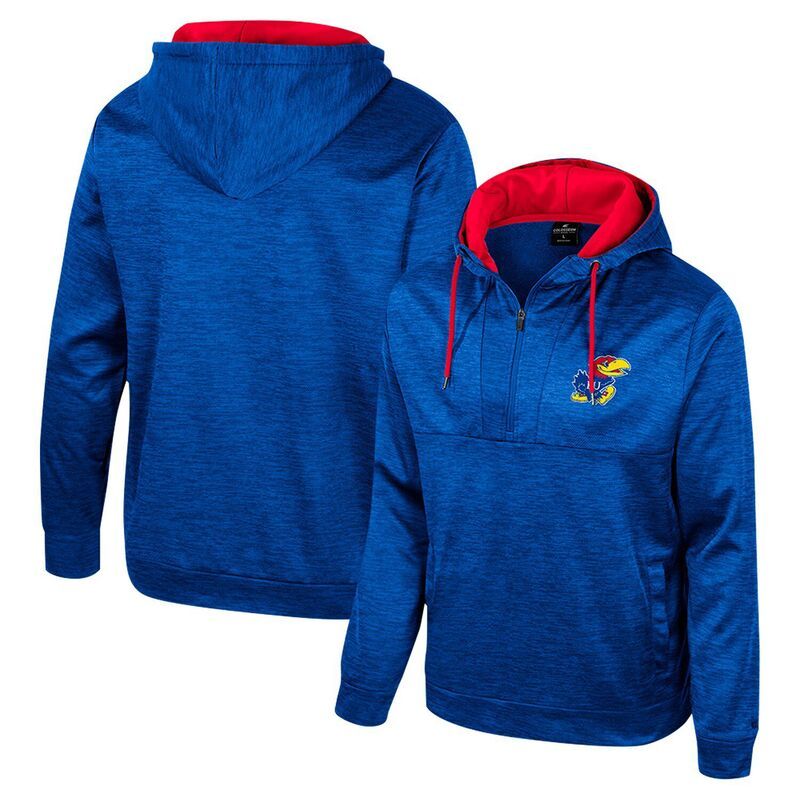 コロシアム メンズ トップス Tシャツ パーカー Mens Colosseum Royal Kansas Jayhawks Cypher HalfZip Hoodie Kns Blue ブルー
