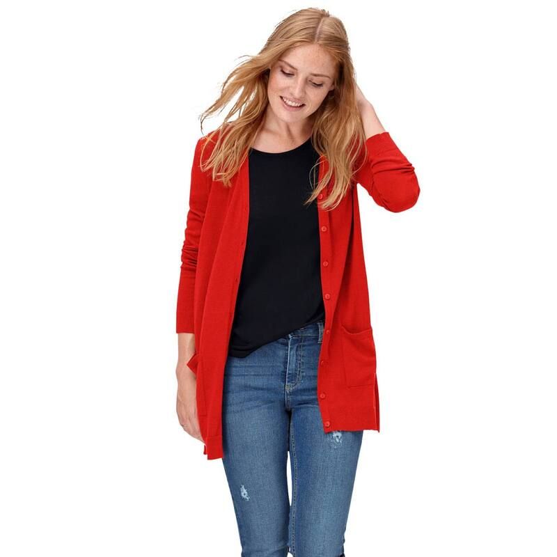 Ellos レディース アウター ニット・セーター プラスサイズ カーディガン ellos Plusize Boyfriend Cardigan Red Apple レッド